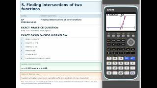 CG50 - Graphing Calculator - Finding intersection of two functions - AP Precalculus 