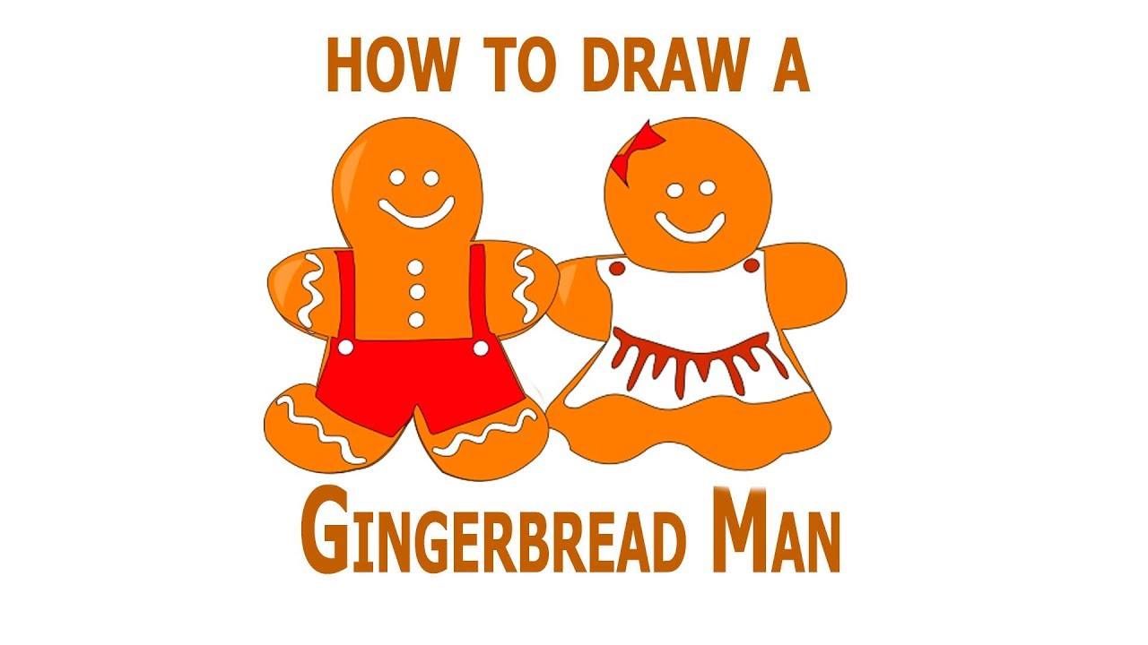 How to draw Gingerbread Man, simple drawings, #YouTubeKids, #Howtodraw