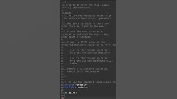 How to print ASCII Code of given character |C program to print ASCII Code of given character #shorts