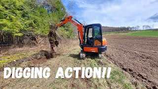 Mini Excavator Cleaning Ditches On The Farm!!