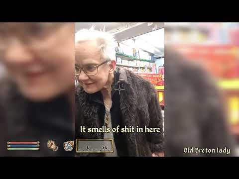 Oblivion NPC Old Breton lady questions the smell of a Reguard shop