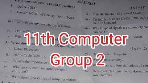 11th class Computer Gujranwala group 2 paper 2024 1st year Computer paper 2024