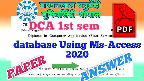 DCA 1st sem database Using Ms-Access Paper Jan. 2020 @missionsuccessno159