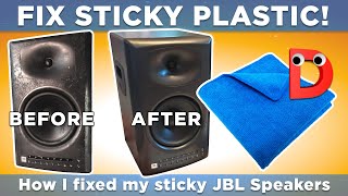 FIX STICKY PLASTIC! I I fixed a pair of sticky JBL speakers I Remove sticky plastic coating screenshot 3