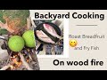 Vlog #4 | Backyard Cooking | Roast Breadfruit and Fry Fish | Jamaican Things