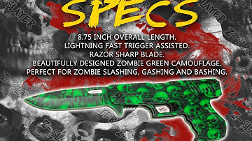 Zombie Green Skull Pistol Knife Video