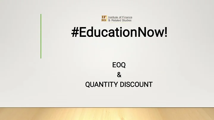 EOQ Bulk Discounts, Quantity Discount