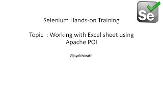 Working with Excel sheets using Apache POI libraries