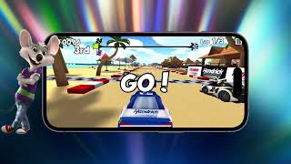 Chuck E. Cheese and Hendrick Motorsports in Racing World Game App