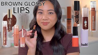 MUST HAVE BROWN GLOSSY LIP PRODUCTS! | SWATCHES ON MEDIUM SKIN