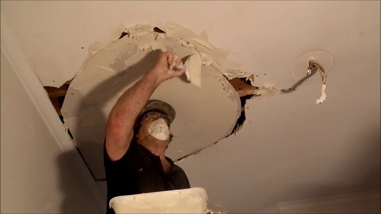 Large Hole in Plaster Ceiling Repair