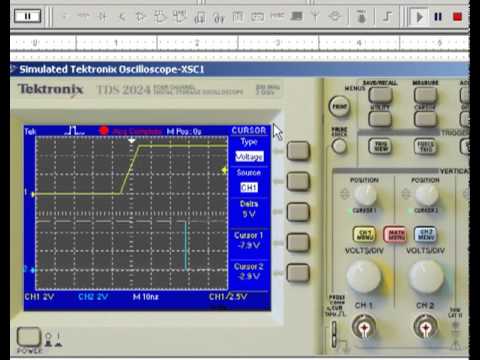 MultiSIM Simulation (4b) of a Digital Oscilloscope used to measure Logic Gate Parameters Part 2