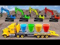 Crane jcb excavator rescue heavy truck find car toy stuck in mud  construction vehicles for kids
