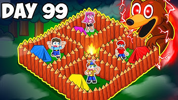Building the ULTIMATE LOG FORTRESS To Survive 99 Nights in The Forest!
