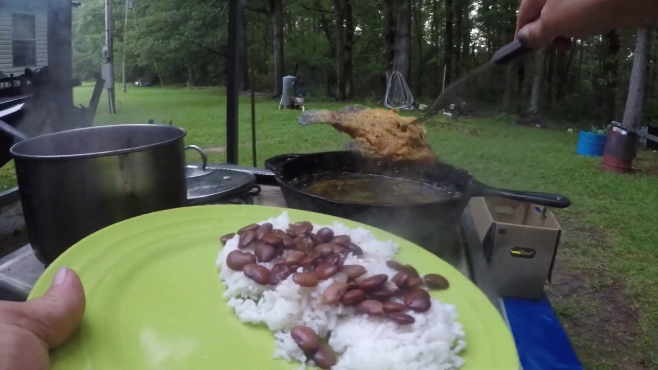 cleaning up a camper stove and cooking fish. YouTube