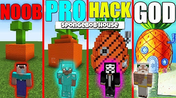 Minecraft Battle : SPONGEBOB HOUSE CHALLENGE - NOOB vs PRO vs HACKER Minecraft Animation
