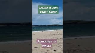 Tenby Beach View of Caldey Island