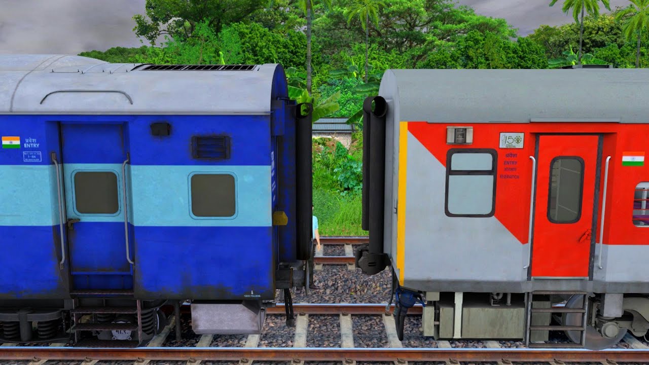 Wap-4 Electric Engine Coupling LHB Red To Icf Blue Coach || railworks gameplay indian vehicles 