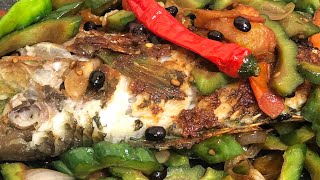 Fried Fish Ampalaya with Tausi | Black Beans
