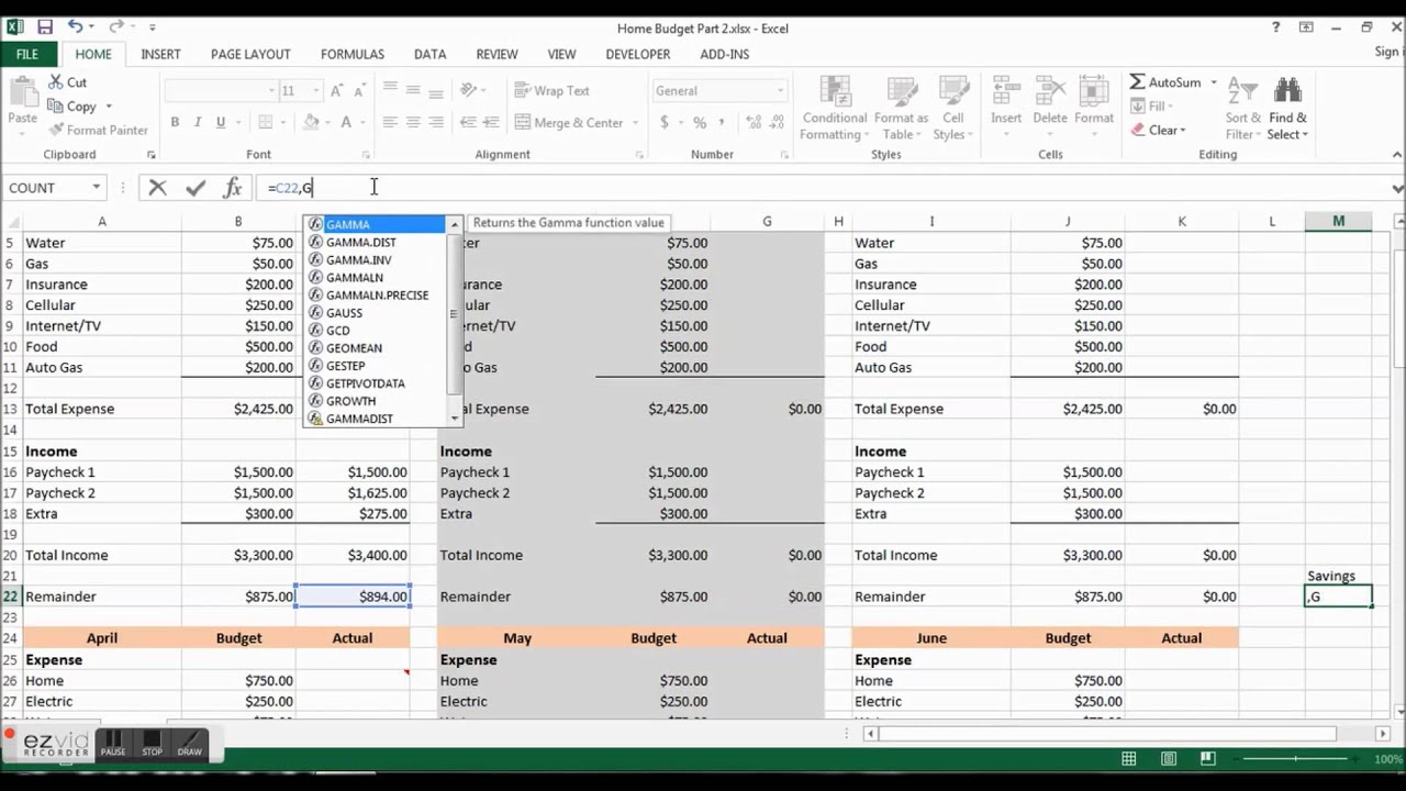 Create an Easy to Use Home Budget With Excel Part 2