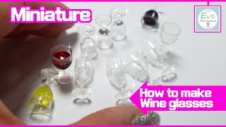 how to make Miniature wine glasses 미니어쳐 와인잔 만드는 방법 레진+폴리머클레이 - 유리컵 이브미니어쳐