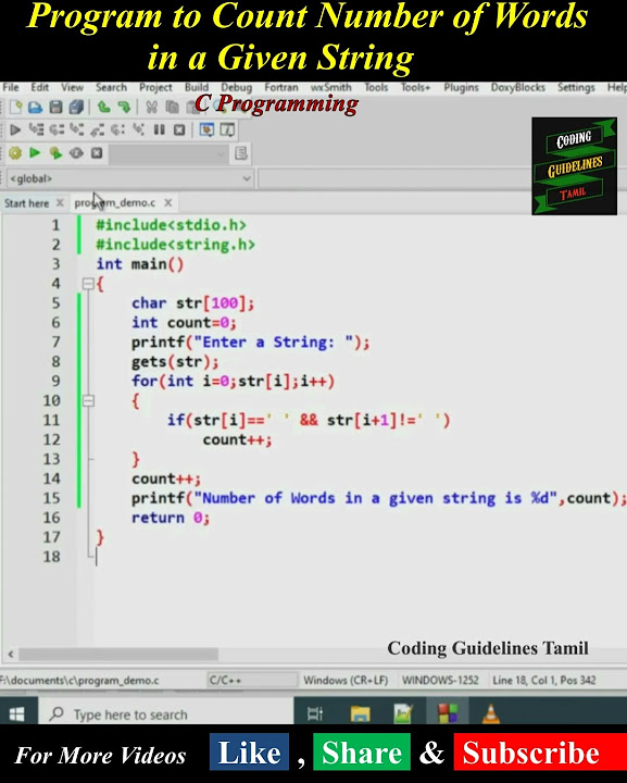 Program to Count Number of Words in a String | C Programming #shorts ...