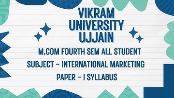 Vikram University Ujjain M.Com 4th Sem Subject - International Marketing Syllabus #viralvideo2025