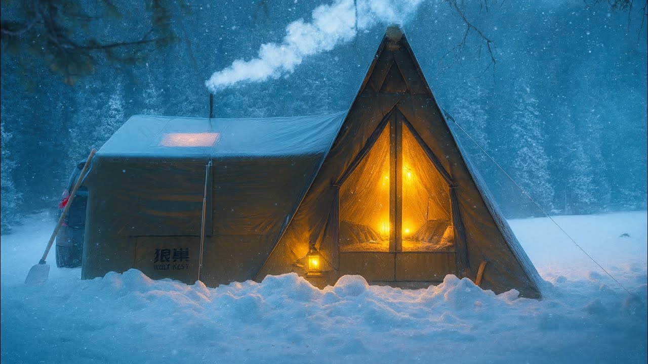 ГОРЯЧИЙ ПАЛАТОЧНЫЙ ЛАГЕРЬ В СНЕГУ [ASMR, УЮТ, ПРИРОДА, СНЕГ]