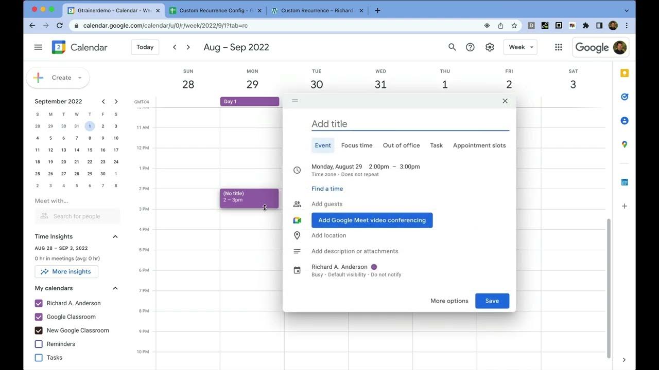 Custom Recurrence for Google Calendar YouTube