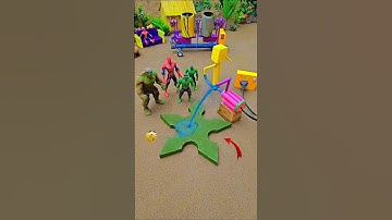 Mini water pump science project with green five sword shape concrete & mixer diy tractor & cow farm