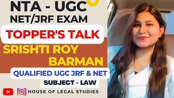 UGC NET EXAM 2022 Topper | UGC NET Law Strategy by Srishti Roy | How to crack  UGC NET