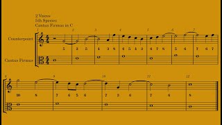 Fux Counterpoint. 2 Voices 5th Species (Cantus Firmus C, lower part)