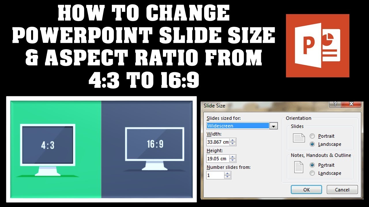 How To Change Powerpoint Slide Size Aspect Ratio From 4 3 To 16 9 Youtube