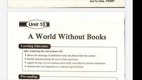 A World without books. Unit #10. Calss 10th.