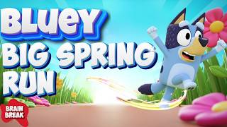 Bluey Big Spring Run 🌸🏃‍♂️ | Kids Workout | PE Games & Brain Break