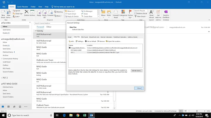 Can I have multiple PST files in Outlook?