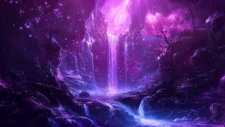 Beautiful Purple Waterfall | Magical Forest Music | Background Music to Relax, Sleep, Read, Write screenshot 2