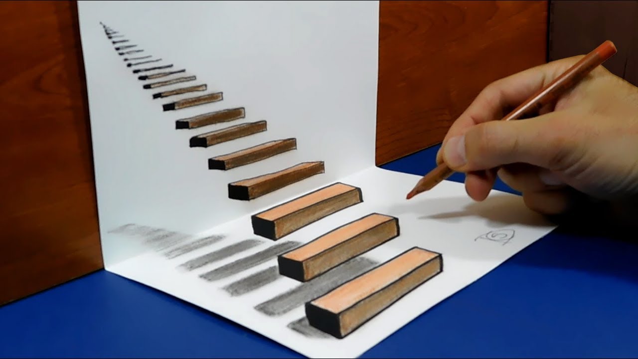 ⁣How to draw, 3D Trick Art on Paper, Stairway to Heaven