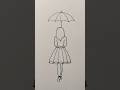 How To Draw a Girl With Umbrella || #art #artist #shorts #painting #mdsumonart