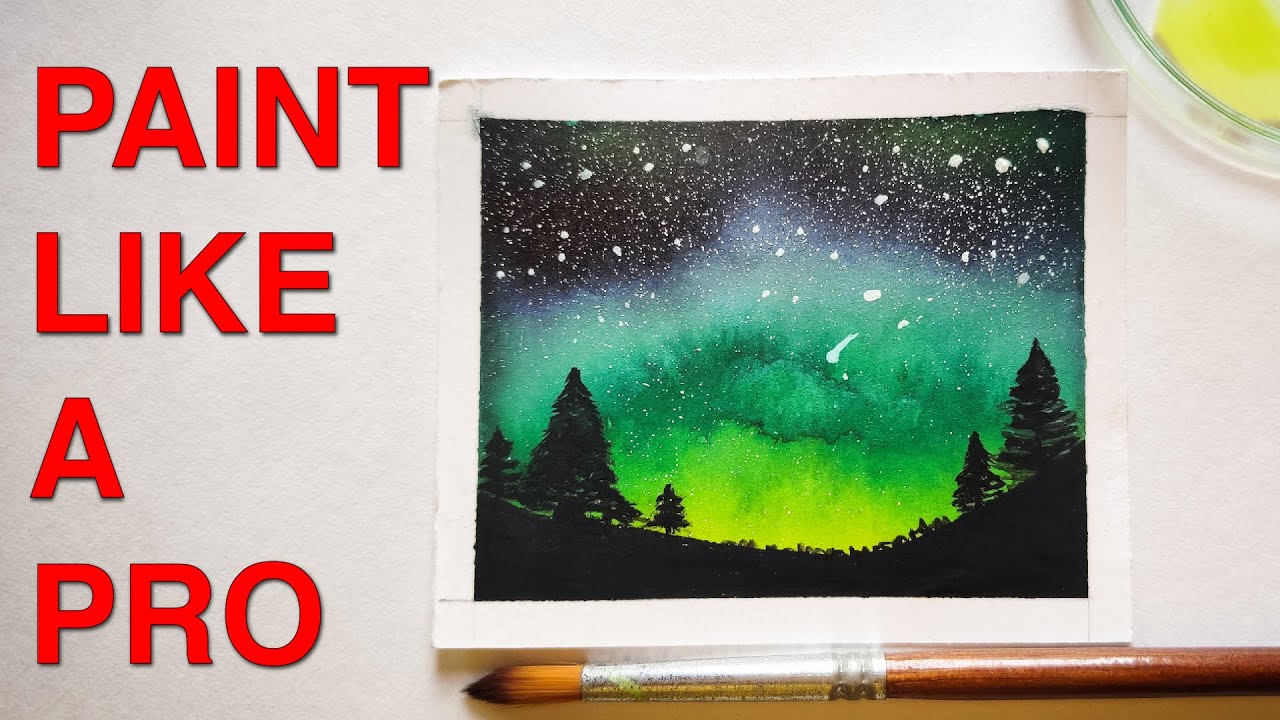 How to paint sky with watercolours and ink for beginners Step by step