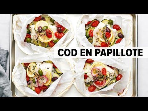 MEDITERRANEAN FISH RECIPE  cod en papillote cod in parchment paper - so easy!