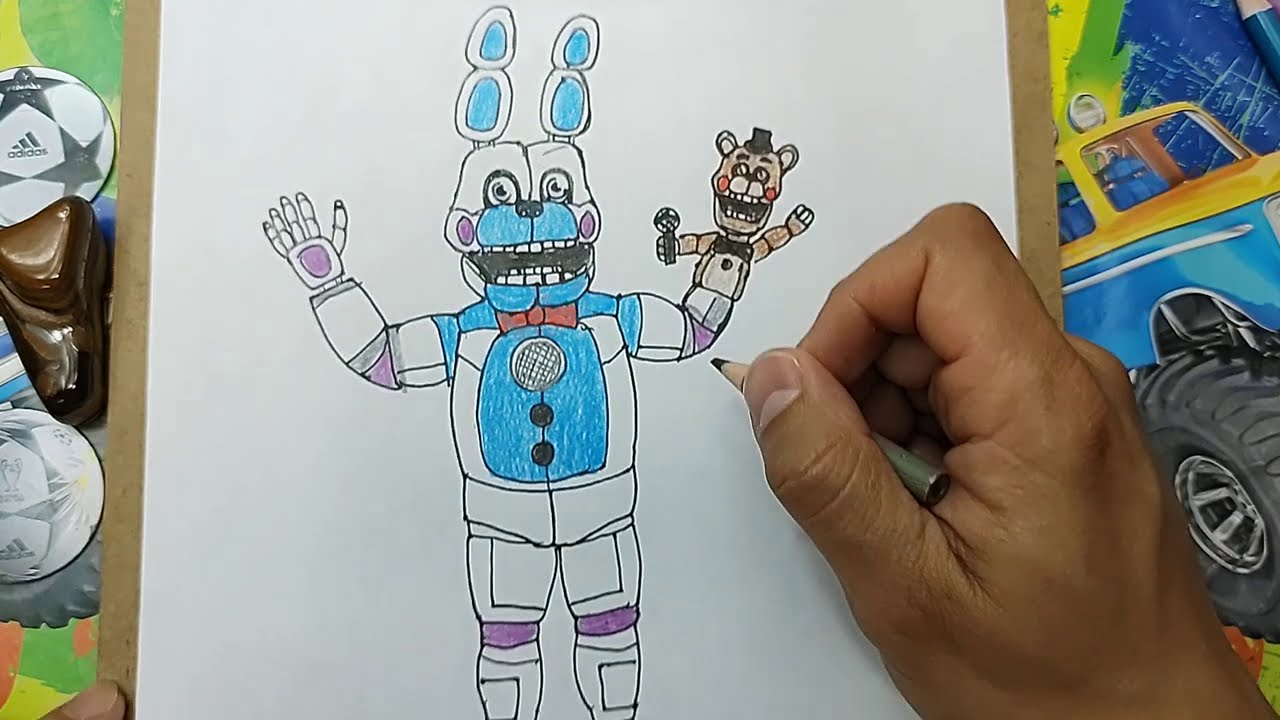 Cómo DIBUJAR y PINTAR a 🐰FUNTIME BONNIE🐇 de FIVE NIGHTS AT FREDDYS/How to  DRAW FUNTIME BONNIE 