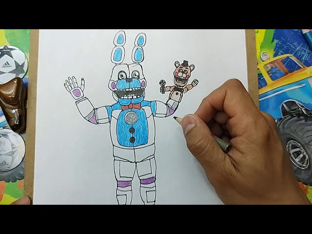 Cómo DIBUJAR y PINTAR a 🐰FUNTIME BONNIE🐇 de FIVE NIGHTS AT FREDDYS/How to  DRAW FUNTIME BONNIE 