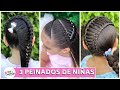 3 PEINADOS FACILES y BONITOS con TRENZAS para NIÑAS | Peinados para Cabello Largo y Corto