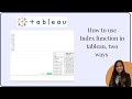 Index Function in tableau | The Index () function in tableau | How to