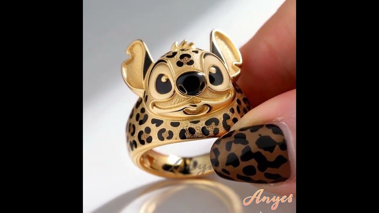 Anyes Little Monster Inspired Leopard Print Enamel Jewelry Set