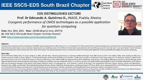 Distinguished Talk: Cryogenic performance of CMOS tech for quantum computing- Dr Edmundo Gutiérrez
