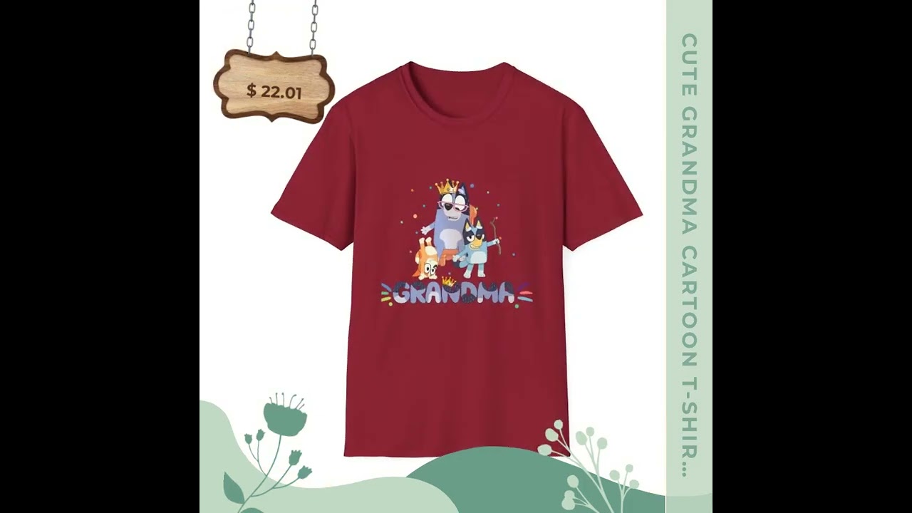 Cute Grandma Cartoon T-Shirt, Gift for Grandma, Family Reunion Tee, Comfortable Softstyle Shirt, ...