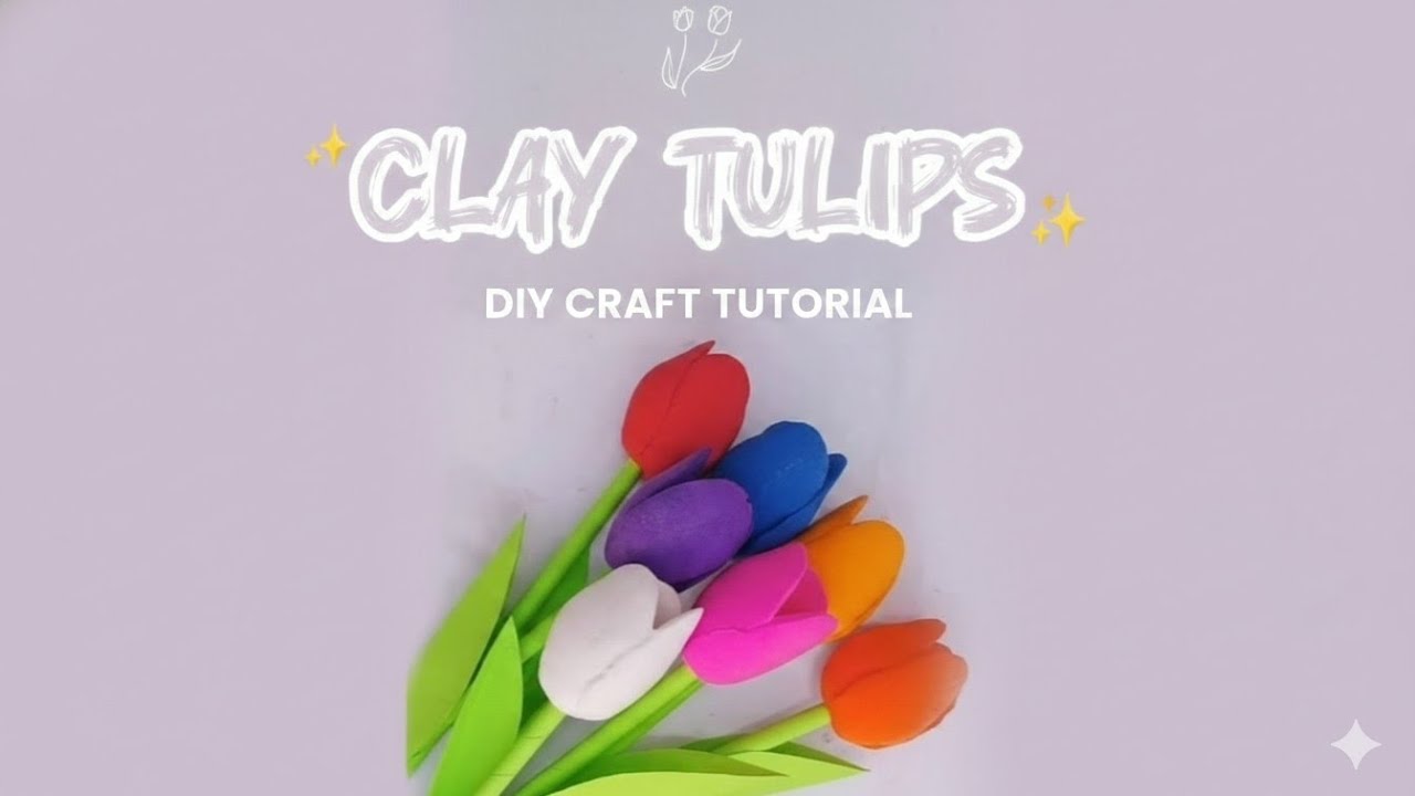 DIY Colorful Tulip Flowers | Clay Flower Craft with Spoon | Easy Flower Making 