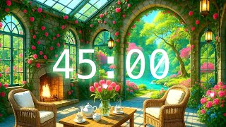 Celebrity 45-Minute Timer | Whimsical Garden Conservatory Countdown with Classroom Music | Spring Timer Profile